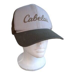 Cabela's Bass Pro Shop gray olive green embroidered snapback trucker hat unisex